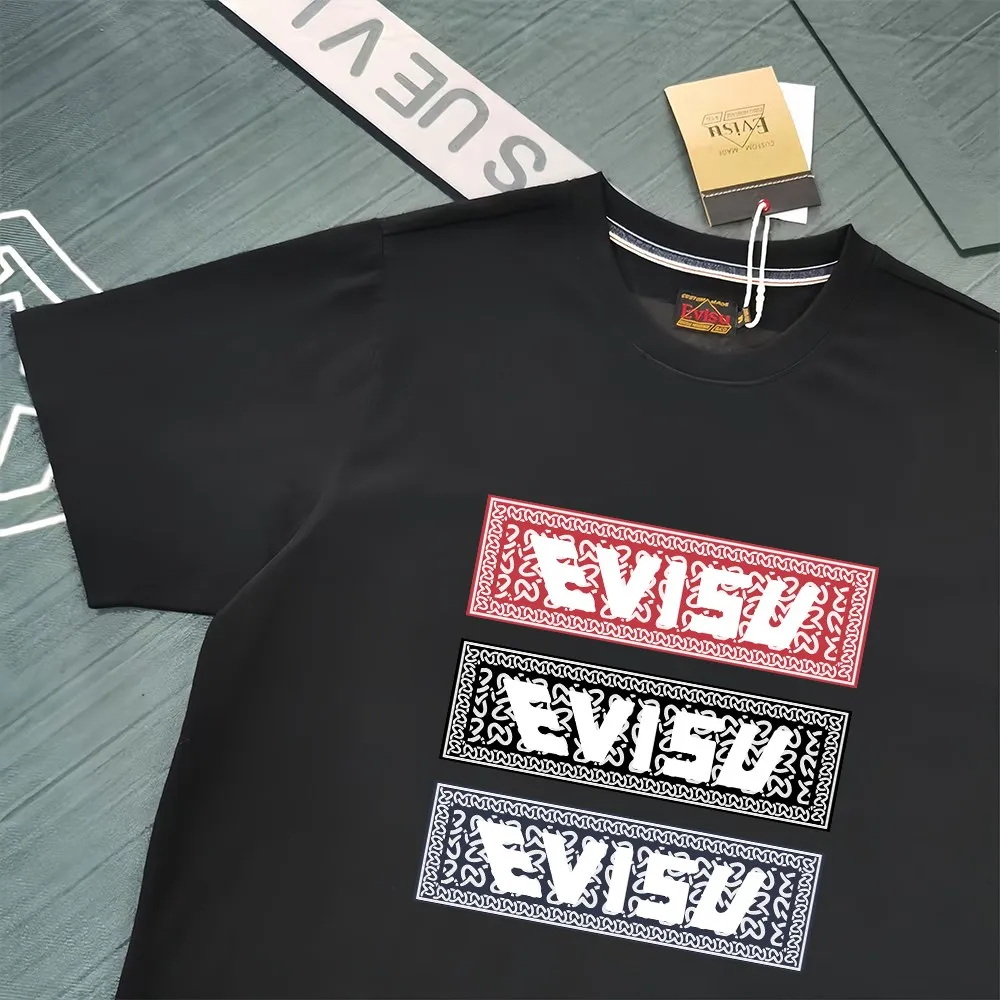 Evisu 2025New Arrival T ⚠ Quality⚠ Same Style T 。 ，Black S-XXL，White S-XXL，Gray M-XXL，Red S-XXL， Red M-XXL